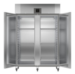 Product image, Perspective: straight open empty, Forced-air freezer GN 2/1, Casing colour: stainless steel look