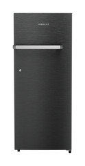 Product image, Perspective: straight closed, Single-door refrigerator 222 l in 3 star and horizontal handle, Casing colour: grey, Door colour: BlackSteel