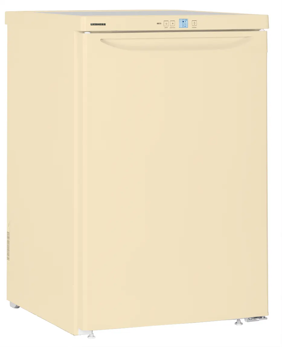 Изображение продукции, Перспектива: Под углом, с закрытой дверцей, Малогабаритная морозильная камера, Цвет корпуса: бежевый, Цвет дверцы: бежевый