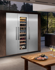Product image, Perspective: milieu, Built-in multi-temperature wine cabinet, Casing colour: silver, Door colour: silver