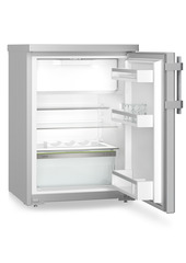 Изображение на продукта, Перспектива: Странично, отворен, празен, Малък хладилник с EasyFresh, Цвят на корпуса: фино сребро, Цвят на вратата: благородна стомана