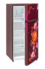 Product image, Perspective: oblique half-open empty, Single-door fridge 191 l in 1 star with inverter compressor, Casing colour: red, Door colour: Red Wonder