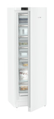 Product image, Perspective: oblique half-open decorated, Freestanding freezer with NoFrost, Casing colour: white, Door colour: white