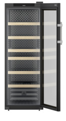 Produkt-Bild, Perspektive: gerade offen leer, Weinschrank Professional, Gehäusefarbe: Schwarz, Türfarbe: Schwarz