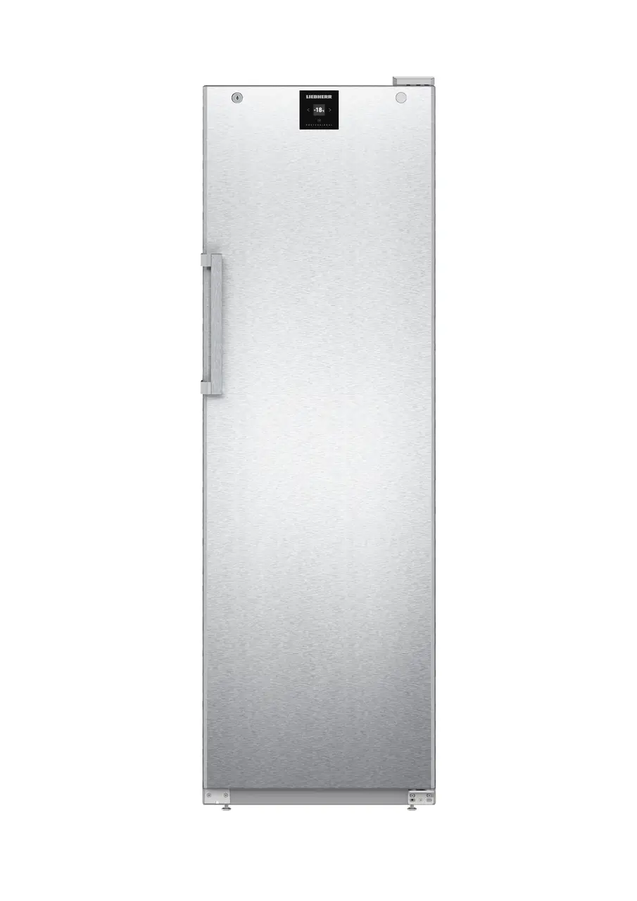 Produkt-Bild, Perspektive: gerade geschlossen leer, Standgefrierschrank mit NoFrost, Gehäusefarbe: Edelstahl, Türfarbe: Edelstahl