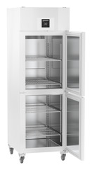 Product image, Perspective: oblique open empty, Lab freezer with Comfort electronic controller, Casing colour: white