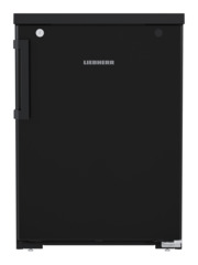 Obraz produktu, Perspektywa: Na wprost, zamknięte, Chłodziarka do zabudowy pod blat z chłodzeniem powietrzem obiegowym, Kolor obudowy: Czarna, Kolor drzwi: Czarna