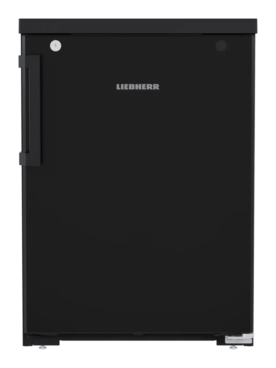 Obraz produktu, Perspektywa: Na wprost, zamknięte, Chłodziarka do zabudowy pod blat z chłodzeniem powietrzem obiegowym, Kolor obudowy: Czarna, Kolor drzwi: Czarna