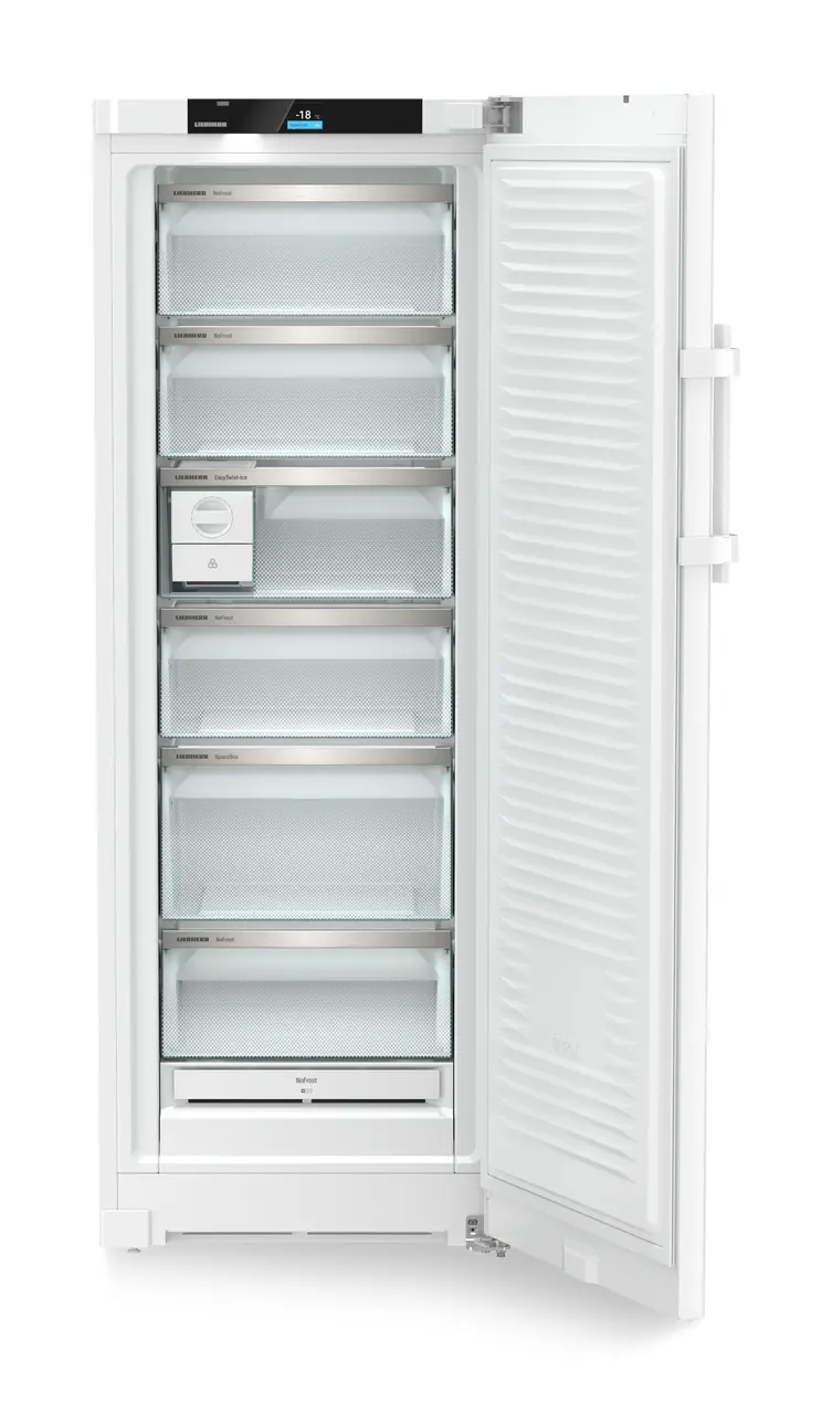Product image, Perspective: straight open empty, Freestanding freezer with NoFrost and EasyTwist-Ice, Casing colour: white, Door colour: white