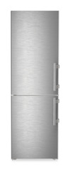 Product image, Perspective: straight closed, Combined fridge-freezers with EasyFresh and NoFrost, Casing colour: silver, Door colour: stainless steel