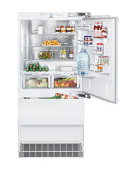 Product image, Perspective: straight open decorated, Combined refrigerator-freezer with BioFresh and NoFrost for integrated use