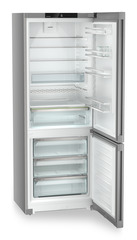 Produkt-Bild, Perspektive: schräg offen leer, Kühl-Gefrierkombination mit EasyFresh und NoFrost, Gehäusefarbe: Silver, Türfarbe: Steelfinish