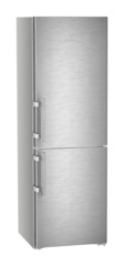 Product image, Perspective: oblique closed, Combined fridge-freezers with EasyFresh and NoFrost, Casing colour: silver, Door colour: stainless steel