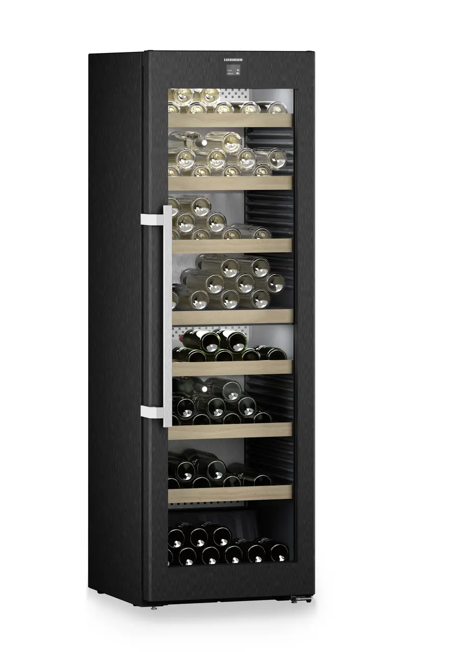 Изображение на продукта, Перспектива: Странично, затворен, отворен с продукти, Мултитемпературен охладител за вино