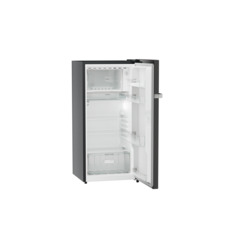 Product image, Perspective: oblique open empty, Single-door refrigerator 191 l in 5 star with inverter compressor, Casing colour: grey, Door colour: Black Gloss