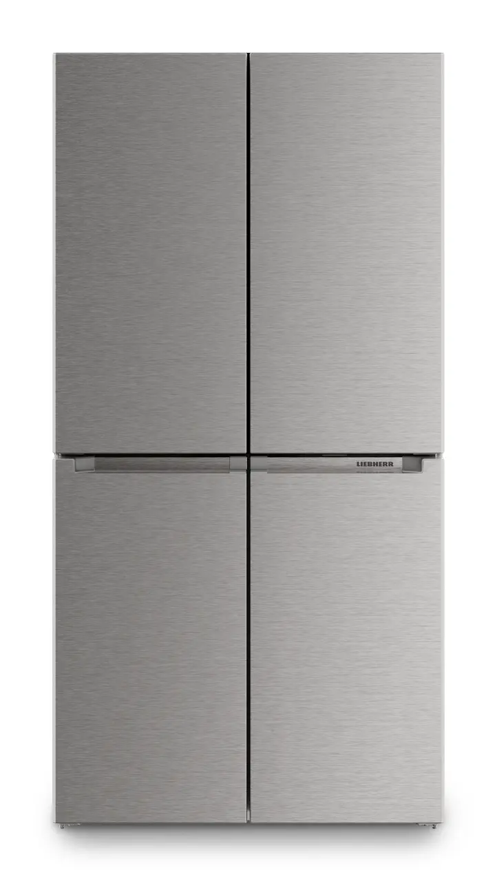 Product image, Perspective: straight closed, 4-door French Door fridge-freezer with EasyTwist-Ice, Casing colour: silver, Door colour: stainless steel