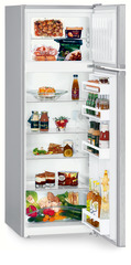 Product image, Perspective: oblique open decorated, Automatic refrigerator-freezer with SmartFrost, Casing colour: silver, Door colour: stainless steel look