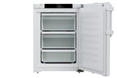 Produkt-Bild, Perspektive: gerade offen leer, Laborgefriergerät mit zündquellenfreiem Innenraum, Gehäusefarbe: Weiß, Türfarbe: Weiß