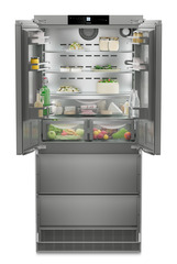 Product image, Perspective: straight open decorated, Combined refrigerator-freezer with BioFresh and NoFrost for integrated use, Casing colour: Anthracite
