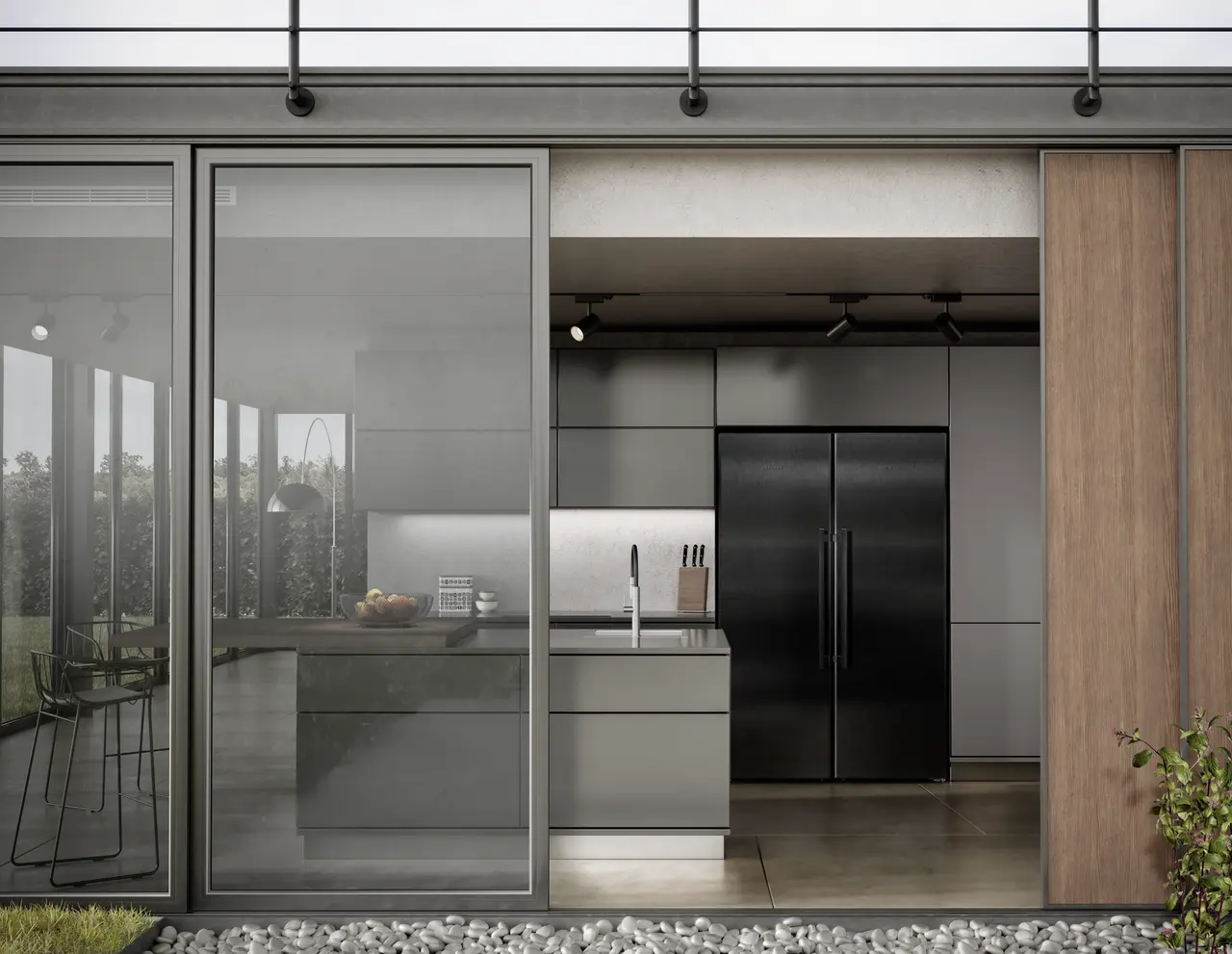 Product image, Perspective: milieu, Side-by-Side combination, Casing colour: BlackSteel, Door colour: BlackSteel