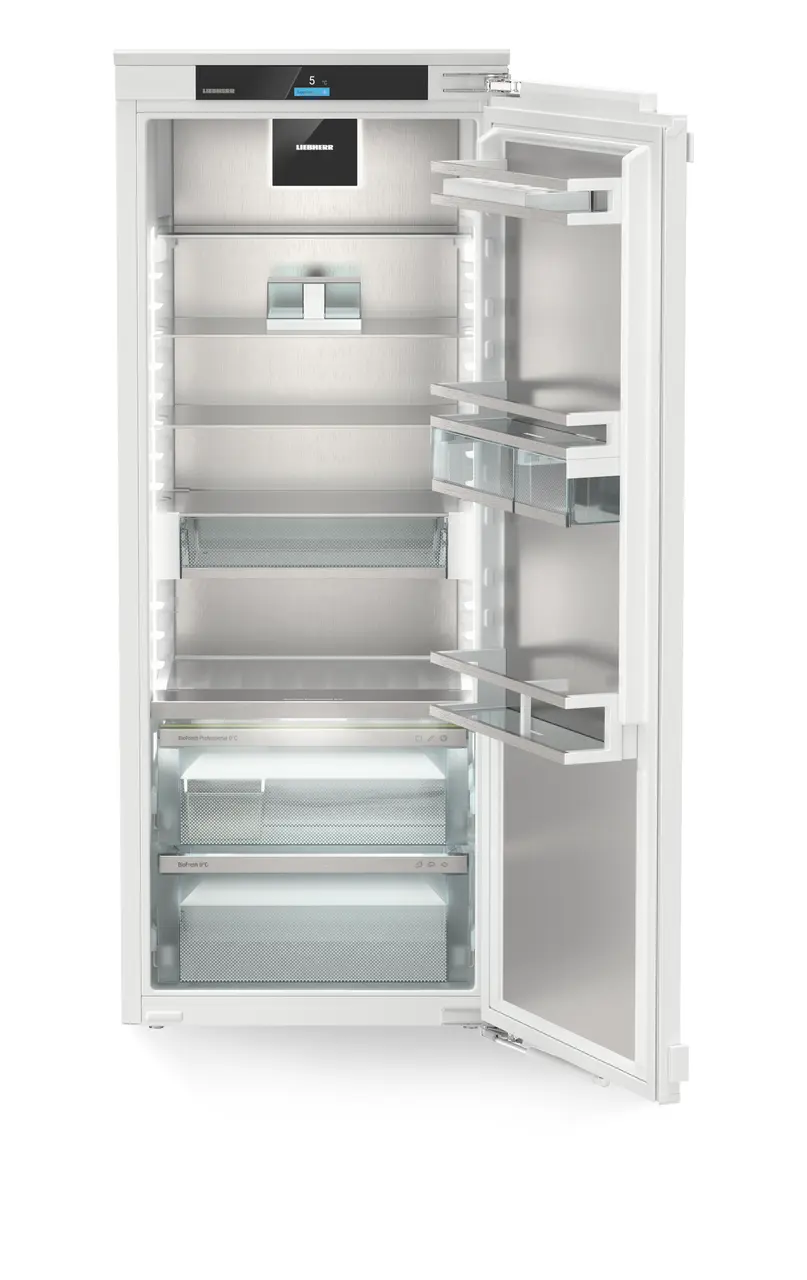 Produktbild, Perspektiv: Framifrån, öppen, tom, Integrerad kyl- och frysdisk med BioFresh Professional