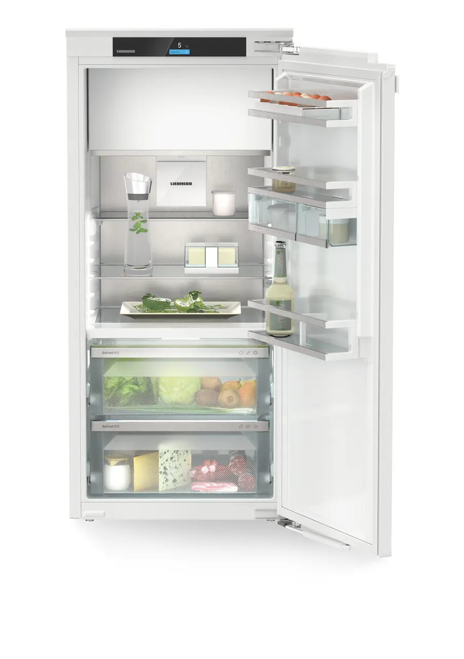 Изображение на продукта, Перспектива: Отпред, отворен, отворен с продукти, Хладилник за вграждане с BioFresh