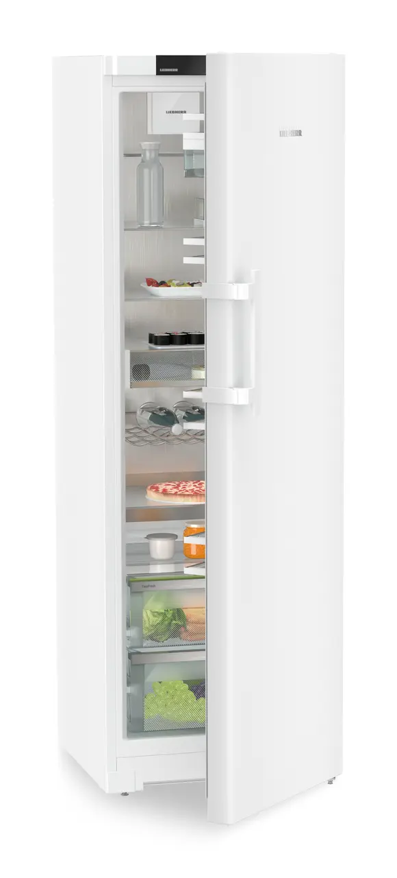 Produktbild, Perspektiv: Vinklad, halvöppen, fylld, Fristående kylskåp med EasyFresh, Färg på hölje: Vit, Färg på dörr: Vit