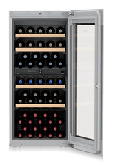 Product image, Perspective: straight open decorated, Built-in multi-temperature wine cabinet, Casing colour: silver, Door colour: GlassBlack
