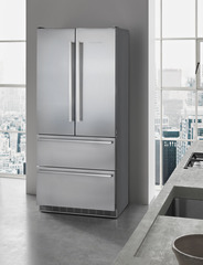 Product image, Perspective: milieu, Fridge-freezer with BioFresh and NoFrost, Casing colour: stainless steel, Door colour: stainless steel