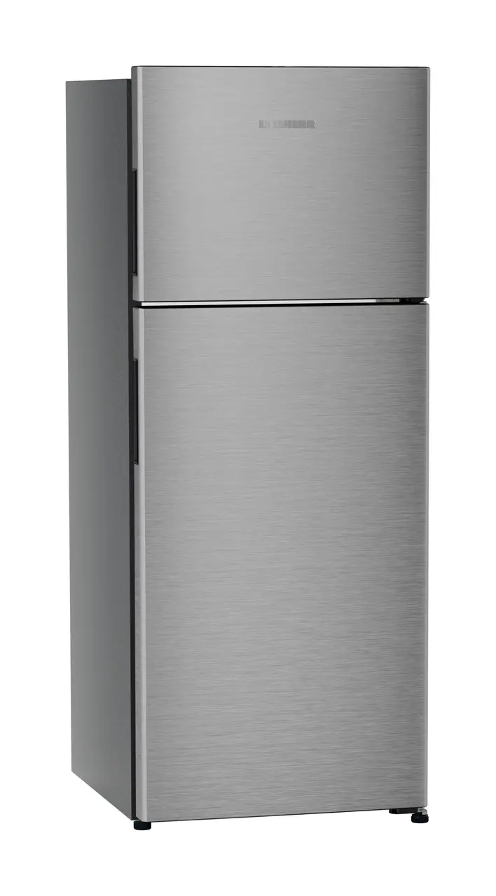 Product image, Perspective: oblique closed, Fridge-freezer with NoFrost, Casing colour: grey, Door colour: Silver Steel