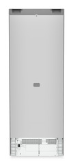 Product image, Perspective: back side, Combined fridge-freezers with EasyFresh and NoFrost, Casing colour: silver, Door colour: stainless steel