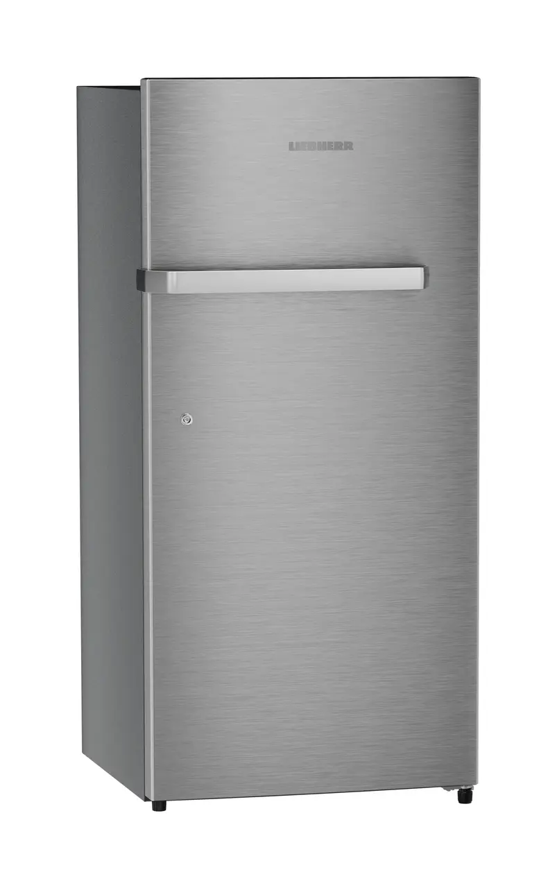 Product image, Perspective: oblique closed, Single-door fridge, 191 l in 2 star and horizontal handle, Casing colour: grey, Door colour: Silver Steel