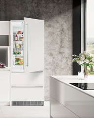 Product image, Perspective: milieu, Combined refrigerator-freezer with BioFresh and NoFrost for integrated use