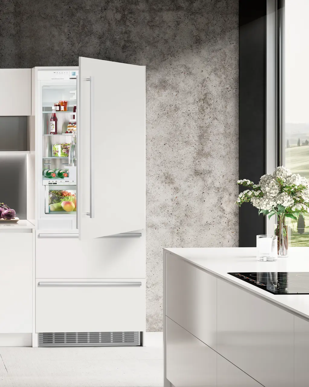 Product image, Perspective: milieu, Combined refrigerator-freezer with BioFresh and NoFrost for integrated use