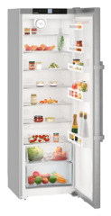 Product image, Perspective: oblique open decorated, Refrigerator, Casing colour: silver, Door colour: stainless steel
