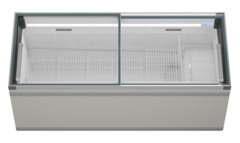Изображение на продукта, Перспектива: Отпред, затворен, Хладилна и фризерна ракла за супермаркет, Цвят на корпуса: сив