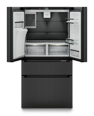 Termékkép, Perspektíva: Egyenes nyitott üres, Francia ajtós hűtő-fagyasztószekrény 2 fagyasztófiókkal, víz- és jégkockaadagolóval