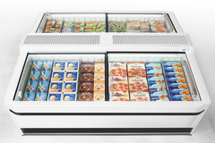 Image de produit, Perspective: Forme spéciale, Congélateur-coffre de supermarché, Couleur de l’habillage: blanc