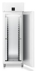 Produkt-Bild, Perspektive: gerade offen leer, Kühlgerät Bäckereinorm mit Umluftkühlung, Gehäusefarbe: Weiß, Türfarbe: Weiß