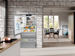 Product image, Perspective: milieu, Fridge-freezer with NoFrost, Casing colour: stainless steel, Door colour: stainless steel