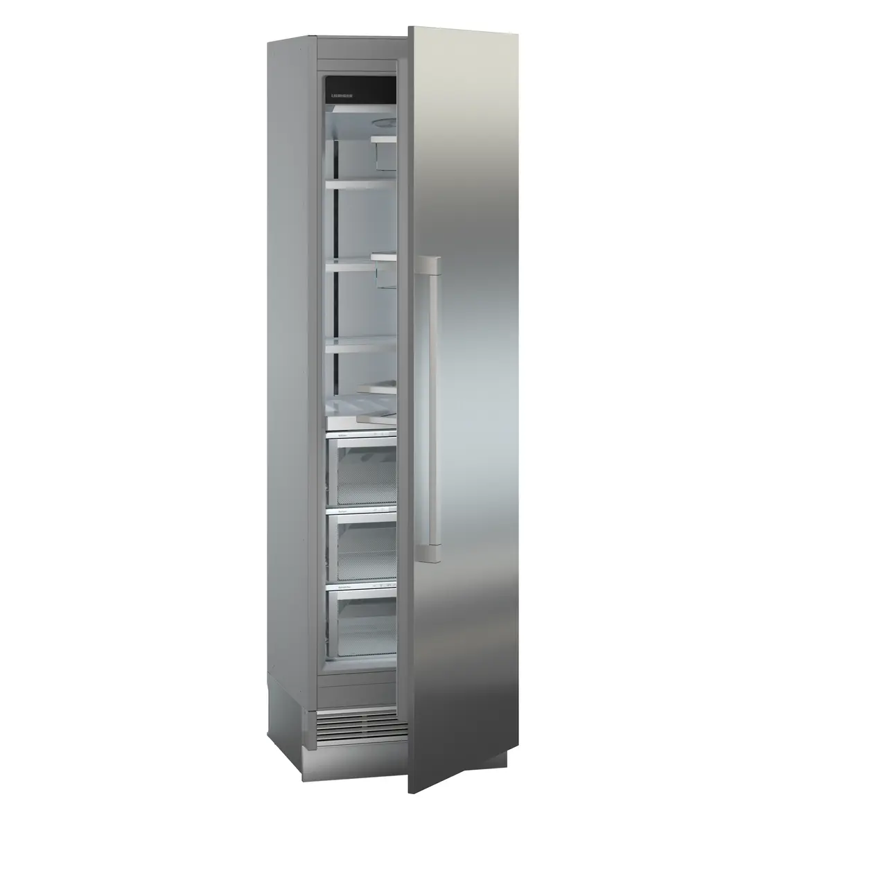 Product image, Perspective: oblique half-open empty, Refrigerator with BioFresh for integrated use, Casing colour: grey