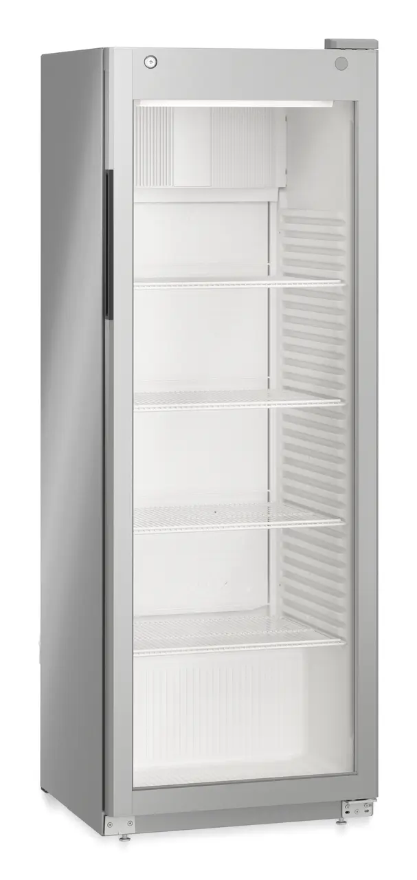 Slika izdelka, Perspektiva: Pod kotom, zaprto, prazno, Hladilni aparat s hlajenjem s krožečim zrakom, Barva ohišja: srebrna, Barva vrat: srebrna