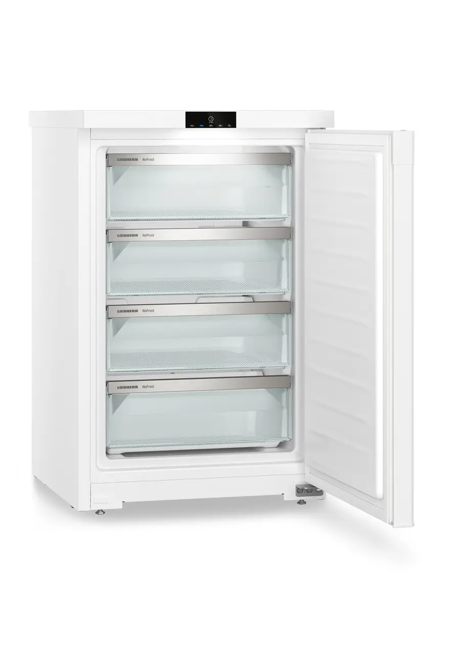 Product image, Perspective: oblique open empty, Table top freezer with NoFrost, Casing colour: white, Door colour: white