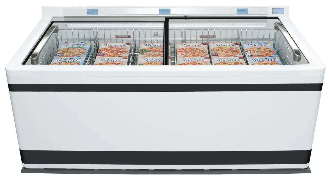 Image de produit, Perspective: Droit fermé décoré, Réfrigérateur-coffre et congélateur-coffre de supermarché, Couleur de l’habillage: blanc