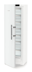 Изображение продукции, Перспектива: Под углом, с полуоткрытой дверцей, без продуктов, Морозильная камера с системой NoFrost, Цвет корпуса: белый, Цвет дверцы: белый