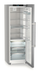 Product image, Perspective: oblique open empty, Freestanding refrigerator with BioFresh Professional, Casing colour: silver, Door colour: stainless steel