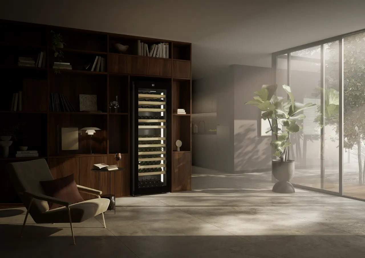 Product image, Perspective: milieu, Multi-temperature wine cabinet, Casing colour: black, Door colour: GlassBlack