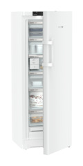 Product image, Perspective: oblique half-open decorated, Freestanding freezer with NoFrost and EasyTwist-Ice, Casing colour: white, Door colour: white
