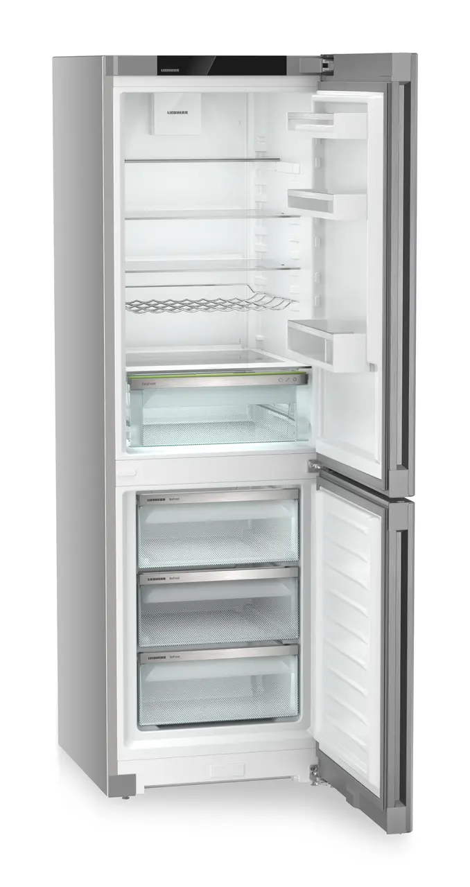 Tuotekuva, Näkymä: Viisto, avoin, tyhjä, Jääkaappi-pakastinyhdistelmä, jossa EasyFresh ja NoFrost, Rungon väri: hopea