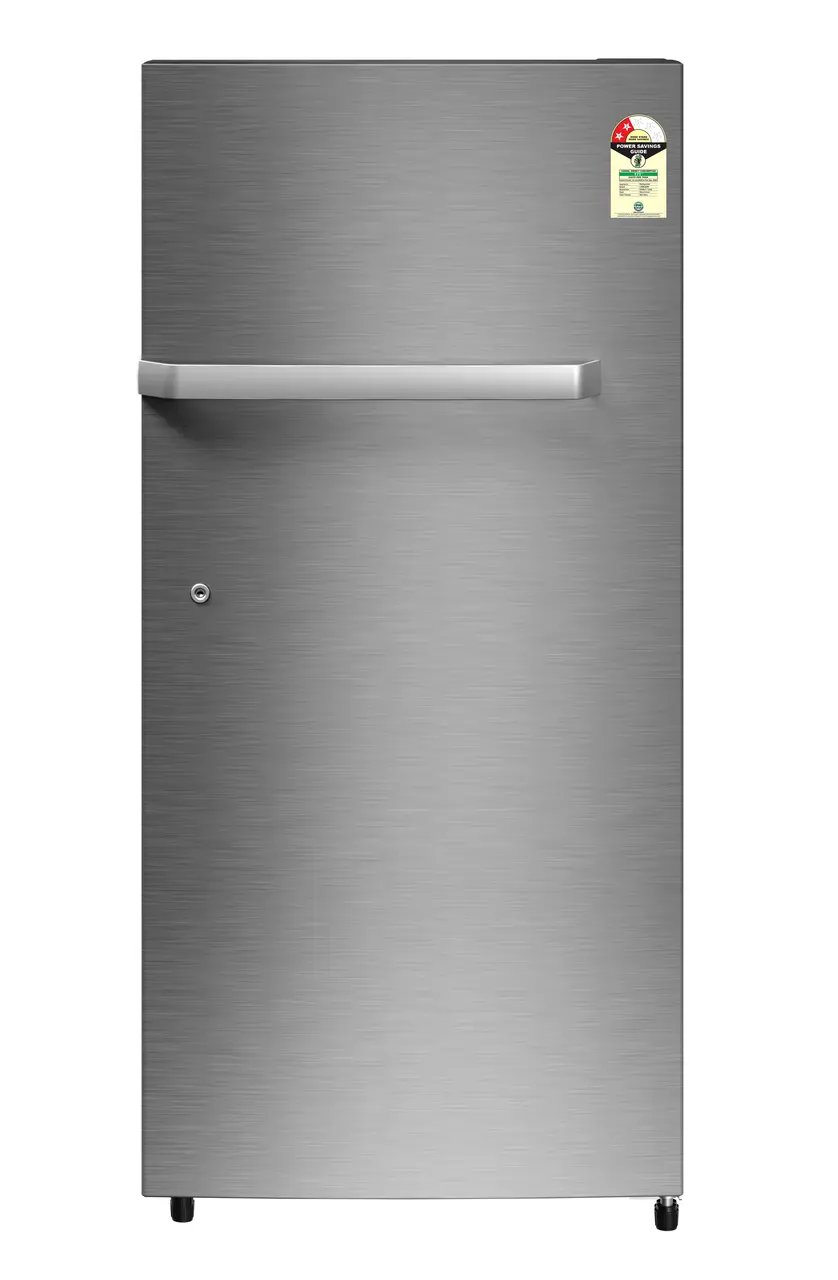 Product image, Perspective: straight closed, Single-door refrigerator 191 l in 3 star and horizontal handle, Casing colour: grey, Door colour: Silver Steel